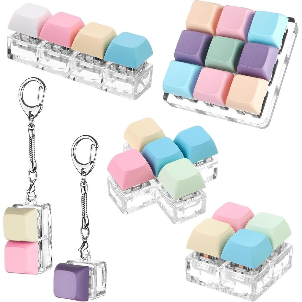 6 Peças de Brinquedos Anti-estresse em Forma de Teclado, Chaveiro Fidget, Brinquedos de Descompressão, Teclado Fidget Cl