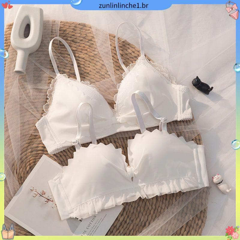 Roupa interior branca feminina seios pequenos reunindo verão estilo Ultra-fino sem anéis de aço seios grandes seios pequ