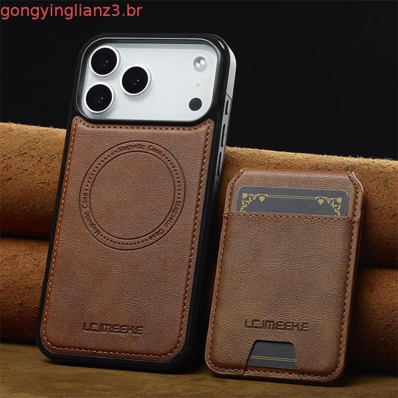 Bolsa Magnética Com Slot Para Cartão , Capa De Couro Luxuosa iPhone 17 16 15 14 13 12 11 Pro Max Plus 16/17E