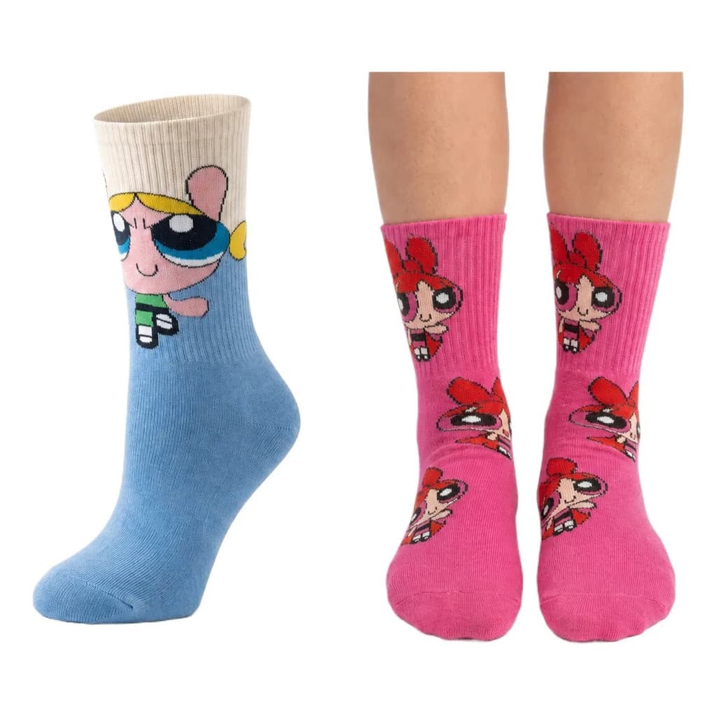 2 Meias Frio Lindinha E Florzinha Longo Estampada Personagem