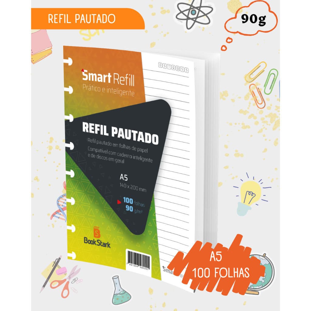 Refil Pautado - Caderno Inteligente 8 Discos (A5) 140x200mm - 100 folhas