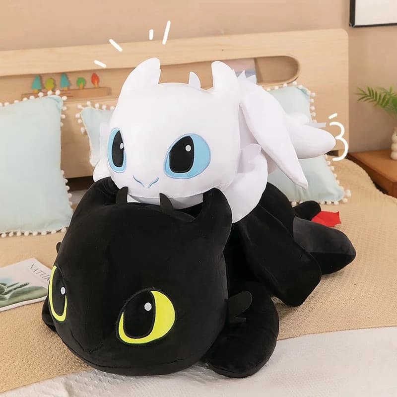 Almofada de pelúcia fofa de desenho animado de dragão sem dentes de 60cm, macia e decorativa, estilo anime.