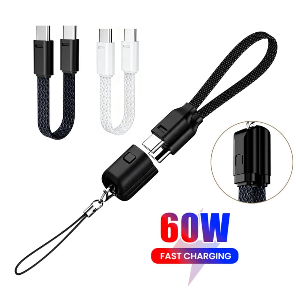 PD 60W Chaveiro Cordão Cabo De Dados USB-C Para Tipo Carga Curto Samsung Xiaomi PD27W