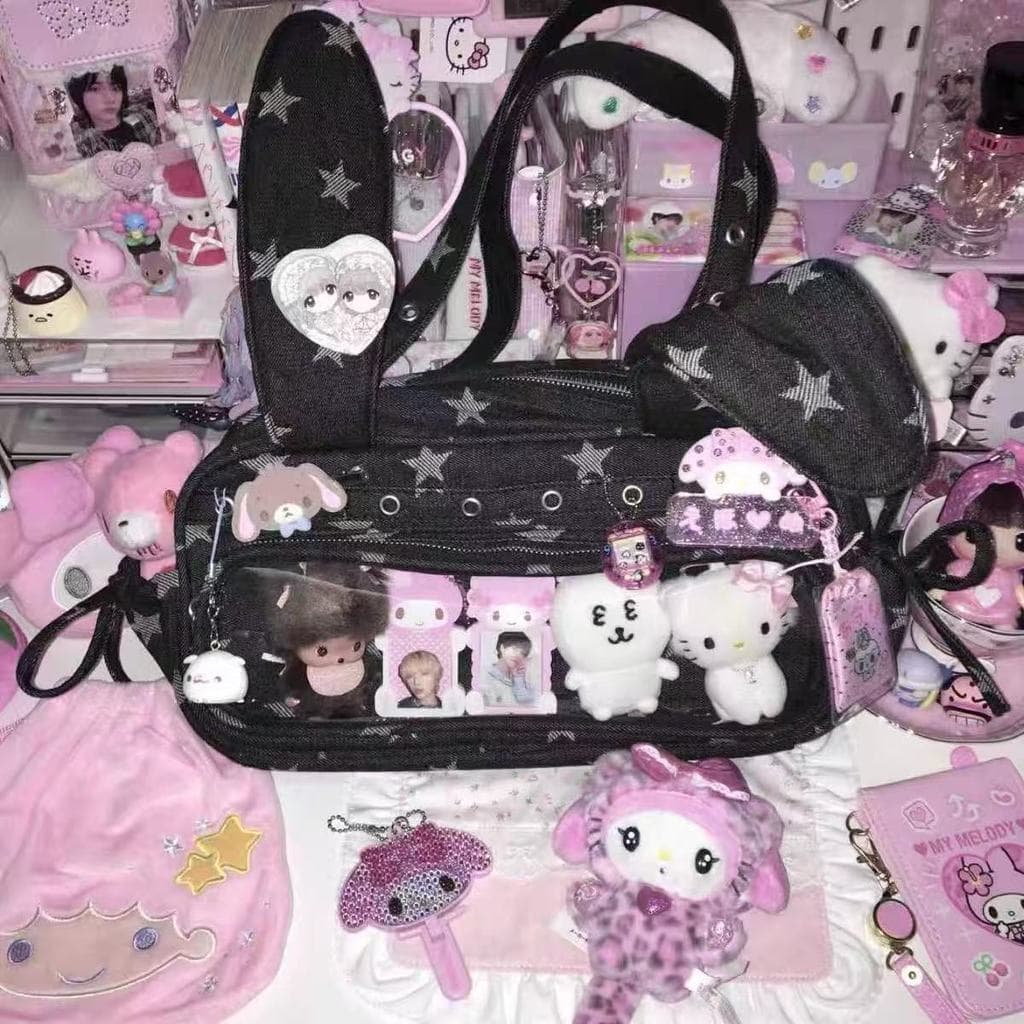 Nova Bolsa de Ombro Feminina Y2K com Design de Nicho, Estilo Ita Bag com Orelhas de Coelho, para o Dia a Dia, Tendência,