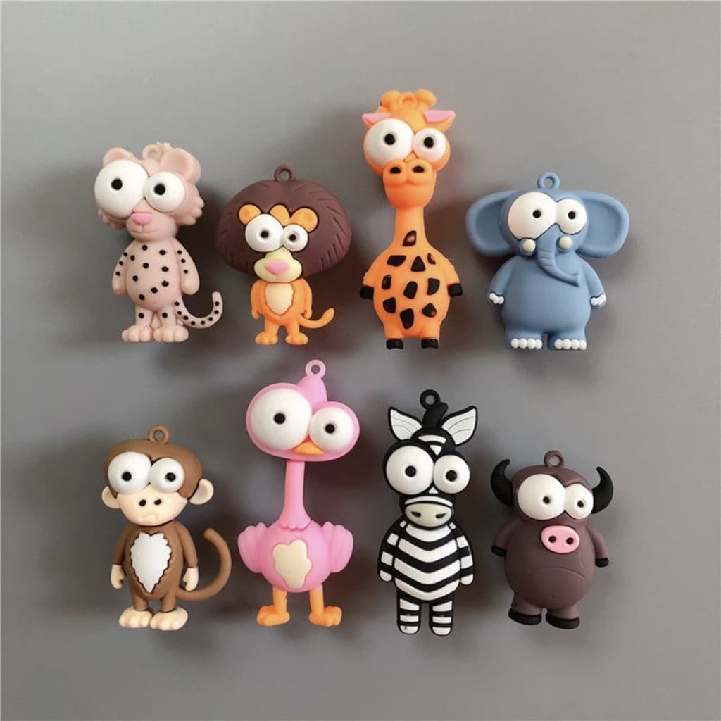 Adesivos magnéticos de desenhos animados para quadros negros e brancos, adesivos criativos de animais em 3D para criança