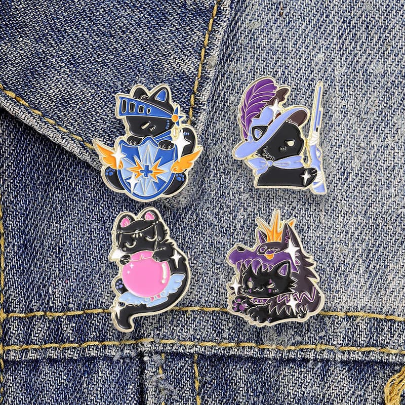 Fantasia Aventura Temático Original Gato Preto Esmalte Broche Moda Acessórios De Roupas Mochila Crachá Jóias Presente