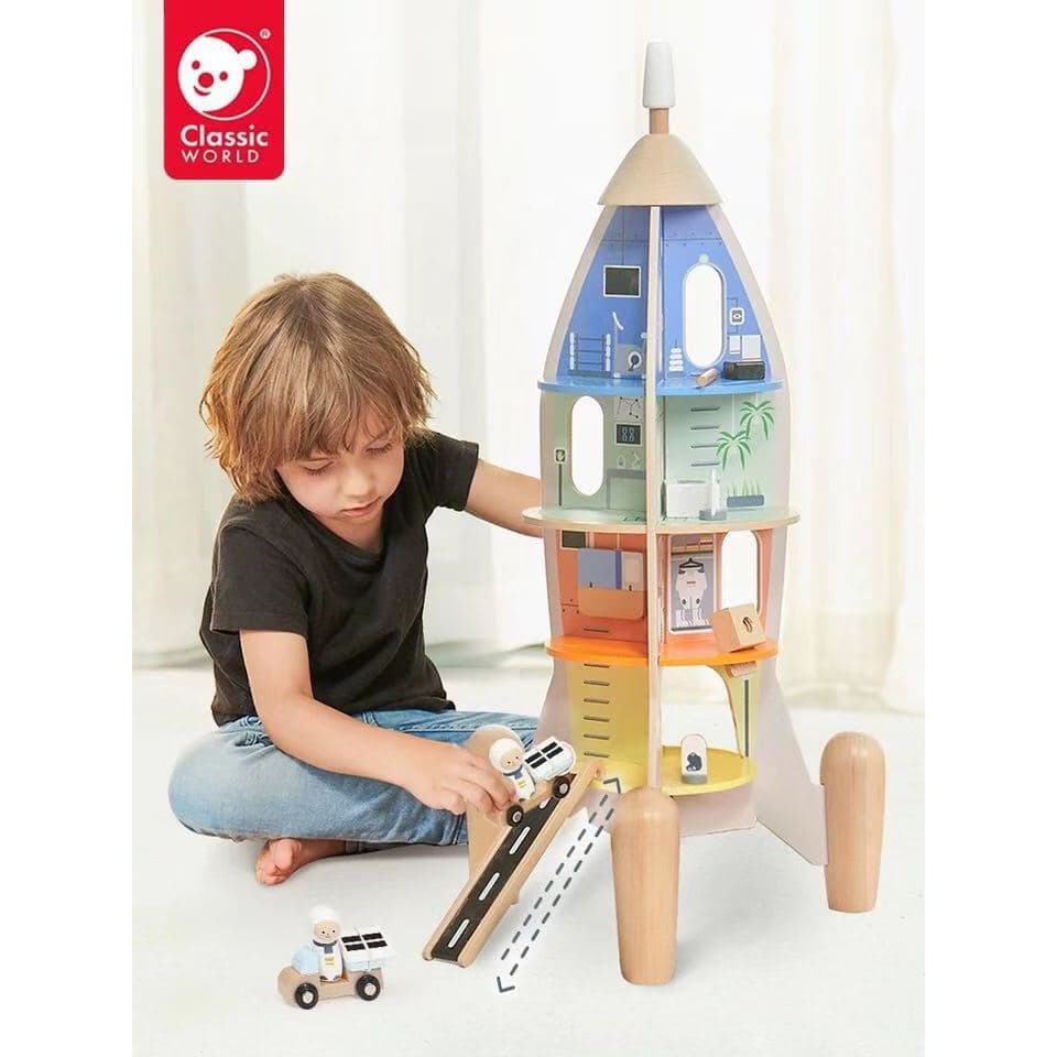 Kelai Sai Educação Infantil Quebra-cabeça Grande Simulação Multifuncional Base de Foguete Combinação Play House Meninos