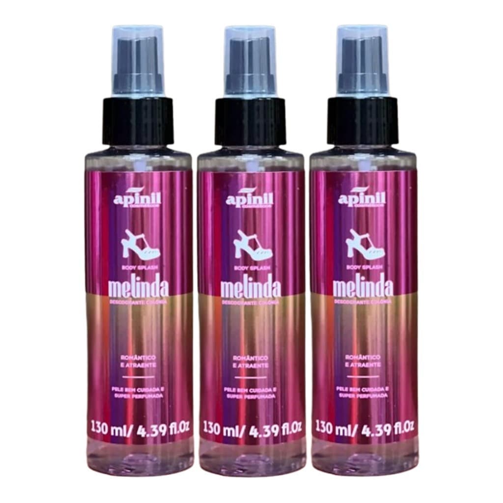 Kit 3 Body Splash Melinda Apinil 130ml Perfume Corporal Fragrância Duradoura