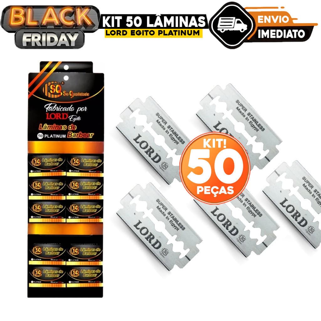 Kit 50 Lâminas De Barbear Lord Egito Platinum Profissional
