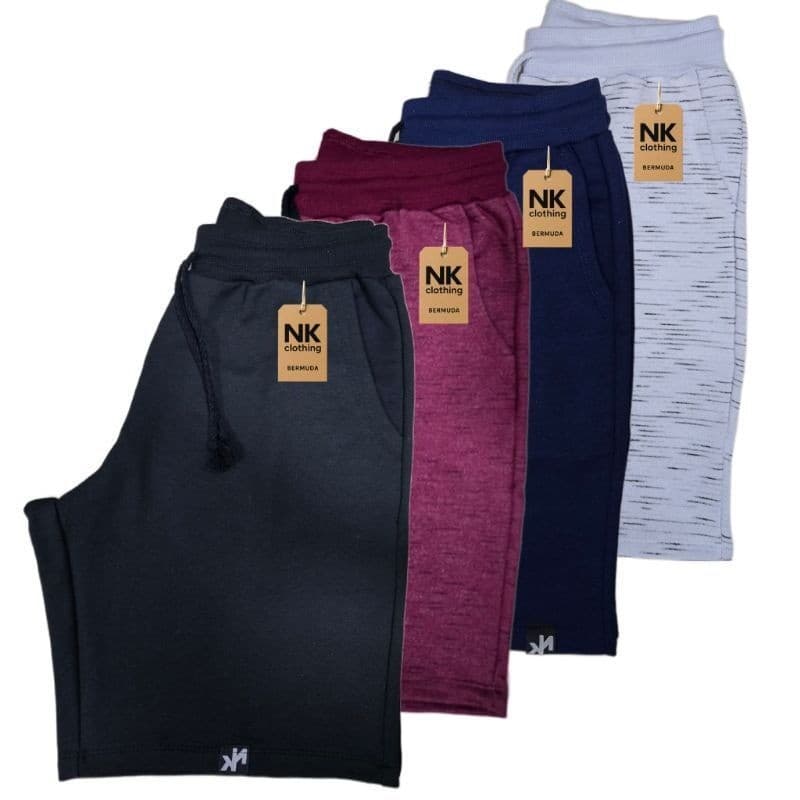 kit 4 bermudas moletom masculina treino com bolsos fundos de algodão cores sortidas