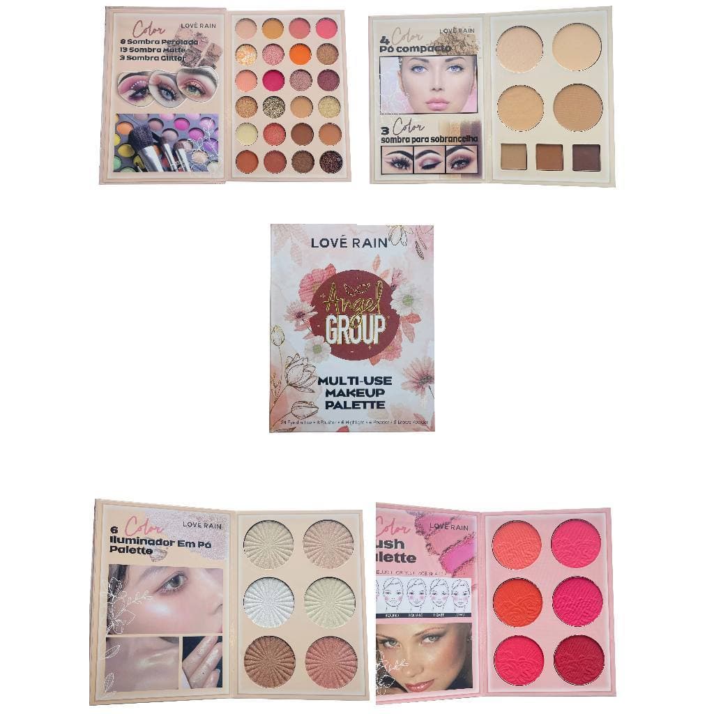 Kit Paleta de Sombras e Pó Compacto + Blush LOVÉ RAIN  HB_9810