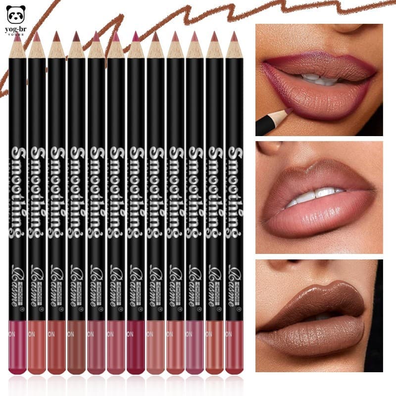Conjunto De Delineador Labial De Longa Duração De 12 Cores-Resistente À Transferência De Manchas , Fácil De Aplicar