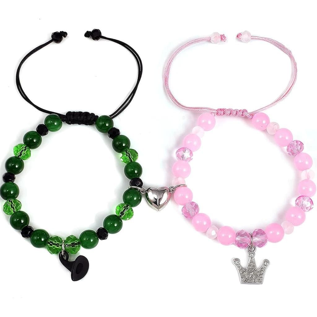 Pulseiras de Amizade Elphaba Galinda - Pulseira Bff com Coroa e Chapéu de Bruxa - Presentes para Amigos, Casais, Fãs e A