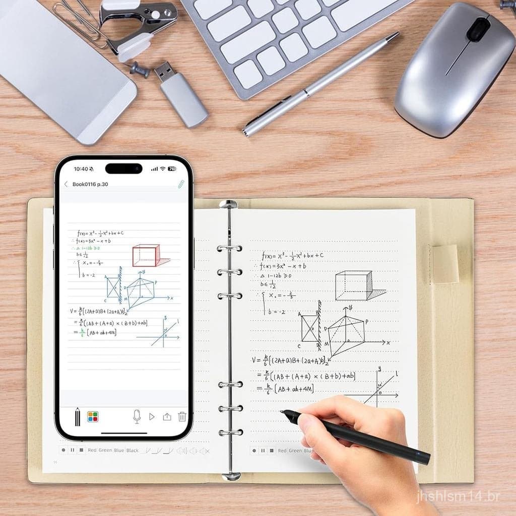 Conjunto de Caneta Inteligente e Caderno, Caneta Digital Inteligente para Digitalização em Tempo Real, Sincronização e C