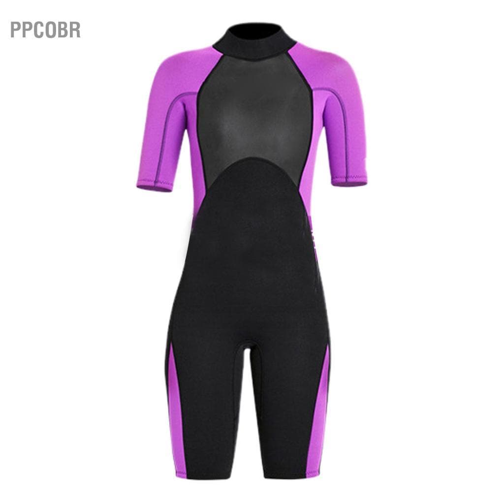 Ppcobr Doorslay Roupa de mergulho feminina de 2 mm de manga curta Fato de mergulho de peça única com estiramento de 4