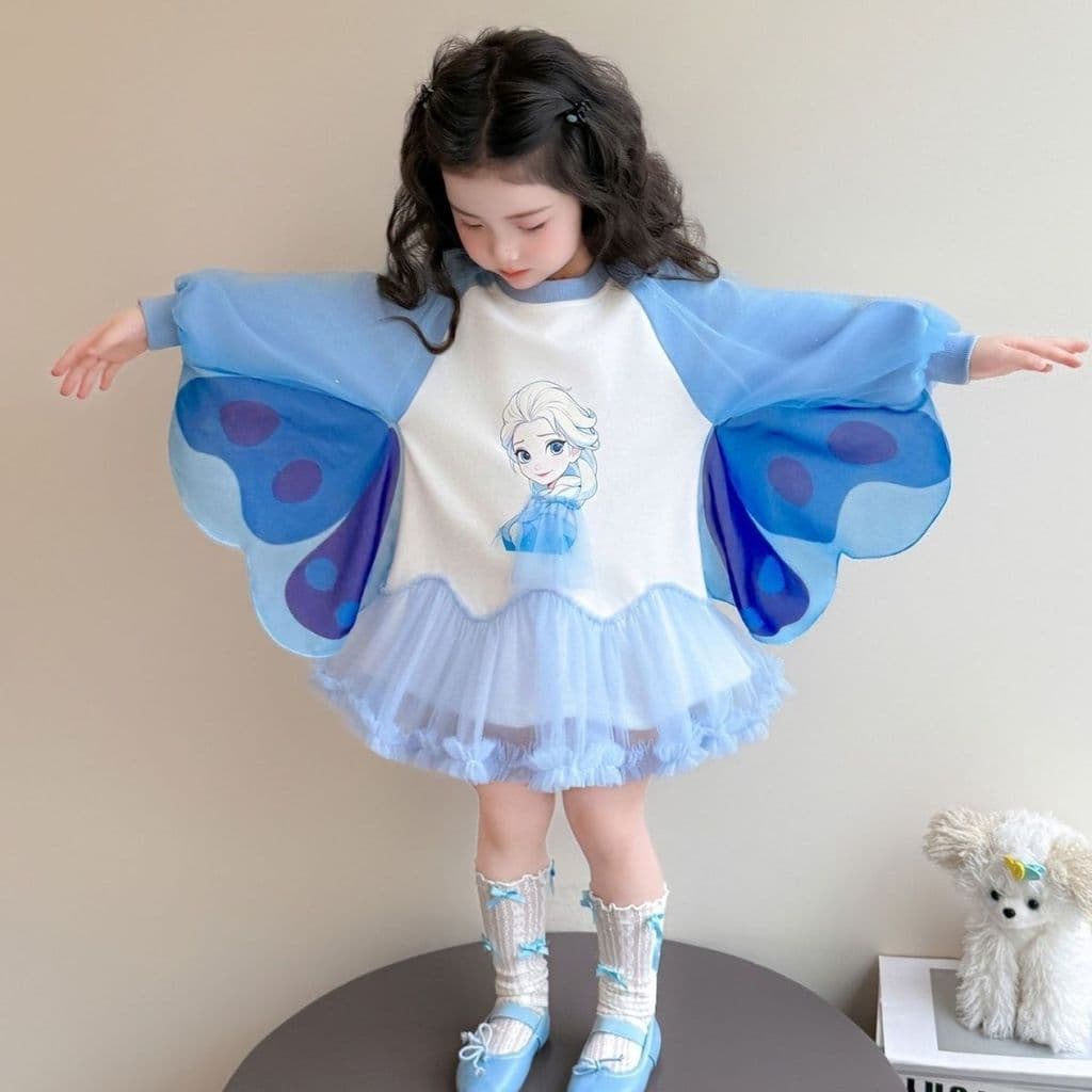 Meninas moda manga comprida moletom vestido crianças princesa Elsa saia