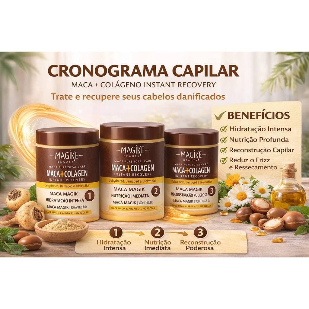 KIT CRONOGRAMA CAPILAR  - NUTRIÇÃO , HIDRATAÇÃO E RECONSTRUÇÃO POWER MAGIKE BEAUTY