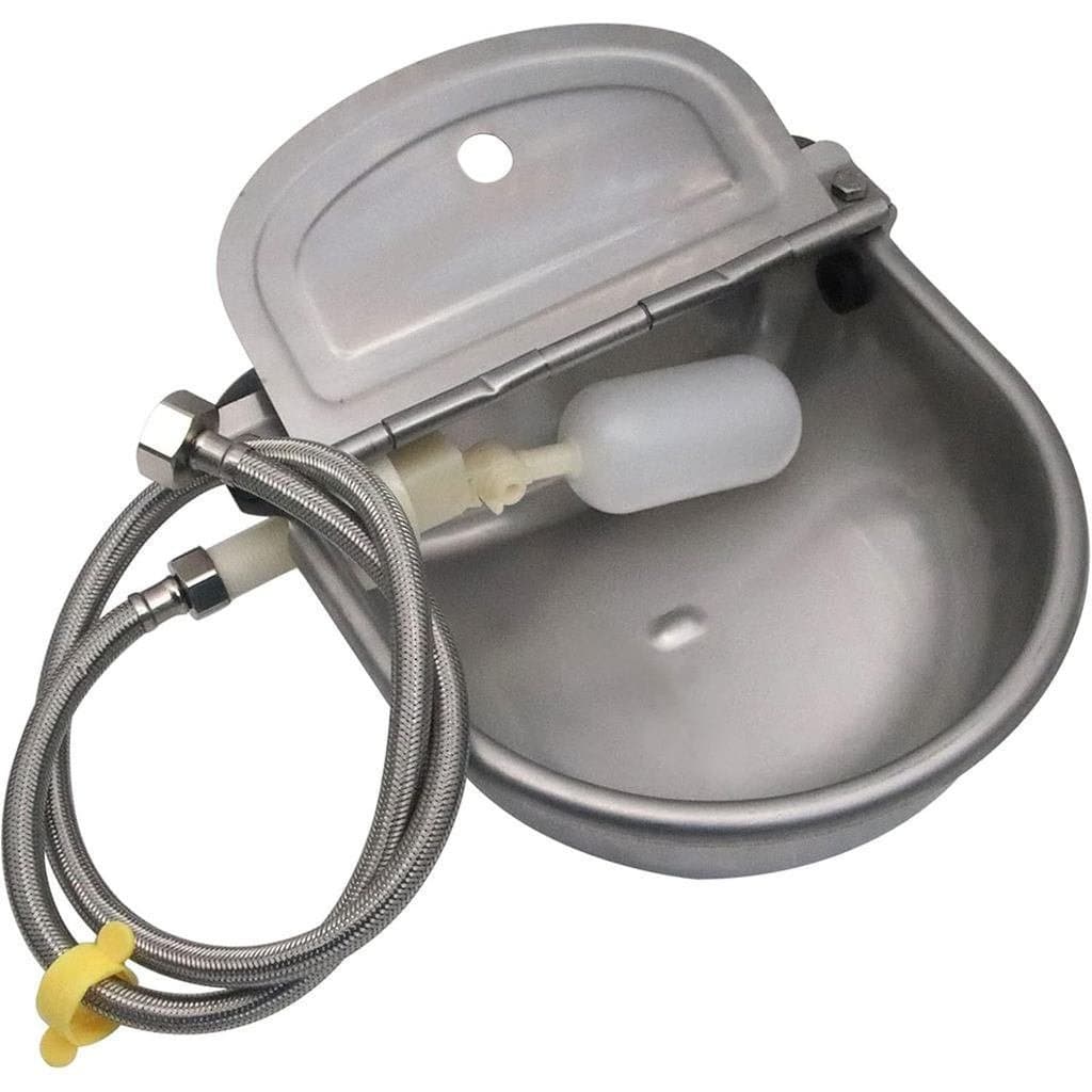 Bebedouro automático para gado em aço inoxidável 304 com válvula flutuante e mangueira de água de 39 polegadas (uma extr