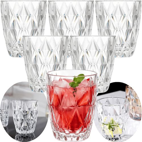 Copos Diamond Jogo Peças Vidro Bebidas Suco Refrigerante Drink Bar Mesa Elegante Design Duravel Pratico