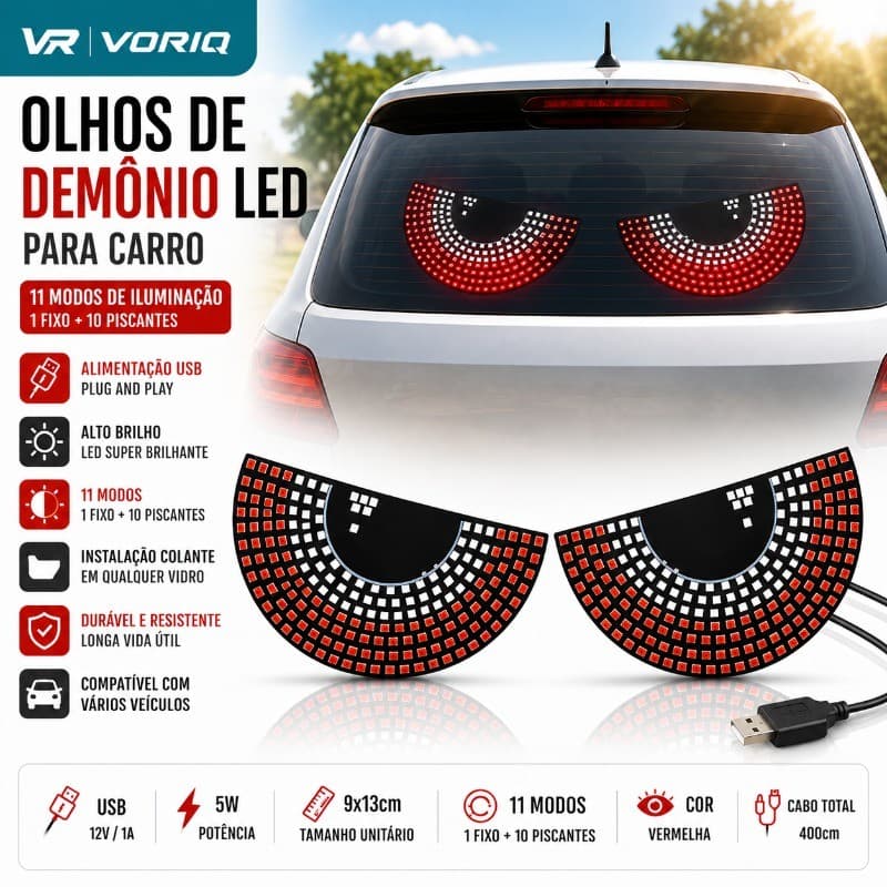 1 Pair Car Compression LED Devil Eye DIY Decorative Light USB Powered Devil's Eye Rear Warning Red Ambient