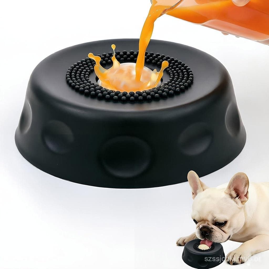 Comedouro Lento para Cães Petiscos Líquidos, Tigela Interativa com Bola para Lamber com Caldo de Osso, Tapete para