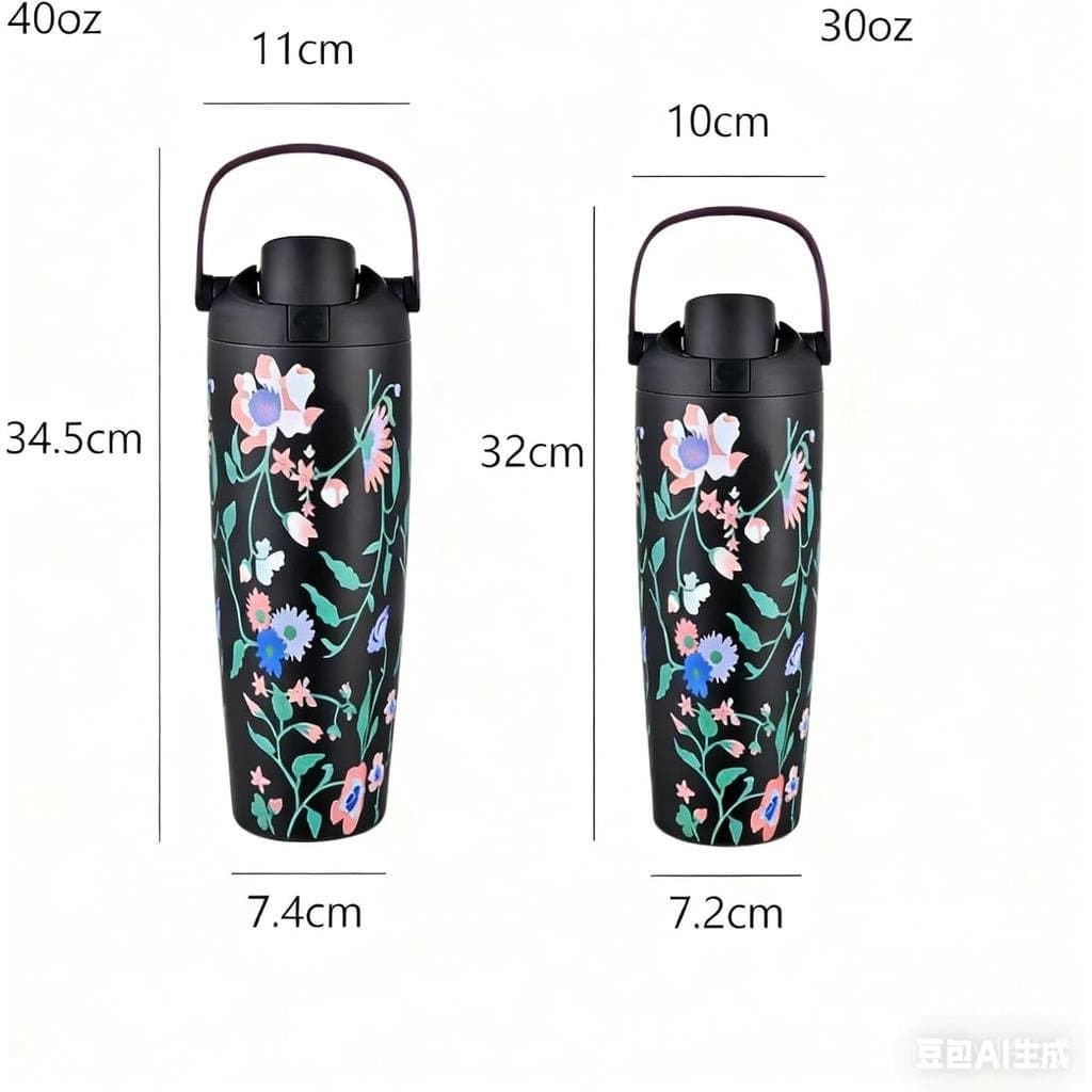 Garrafa Térmica Esportiva de Aço Inoxidável 304 com Alça, Canudo e Mais Padrões, Caneca Térmica Macaron de Grande Capaci