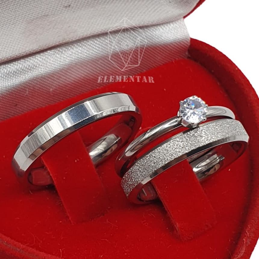 Par de Aliança Namoro Compromisso Diamantada Chanfrada Brilhante 4mm Aço inox 316L