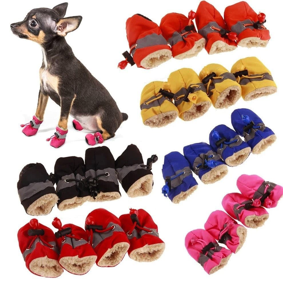 Conjunto de 4 Peças de Botas para Cães, Protetores de Patas Antiderrapantes com Faixas Refletivas, Leves para Caminhadas