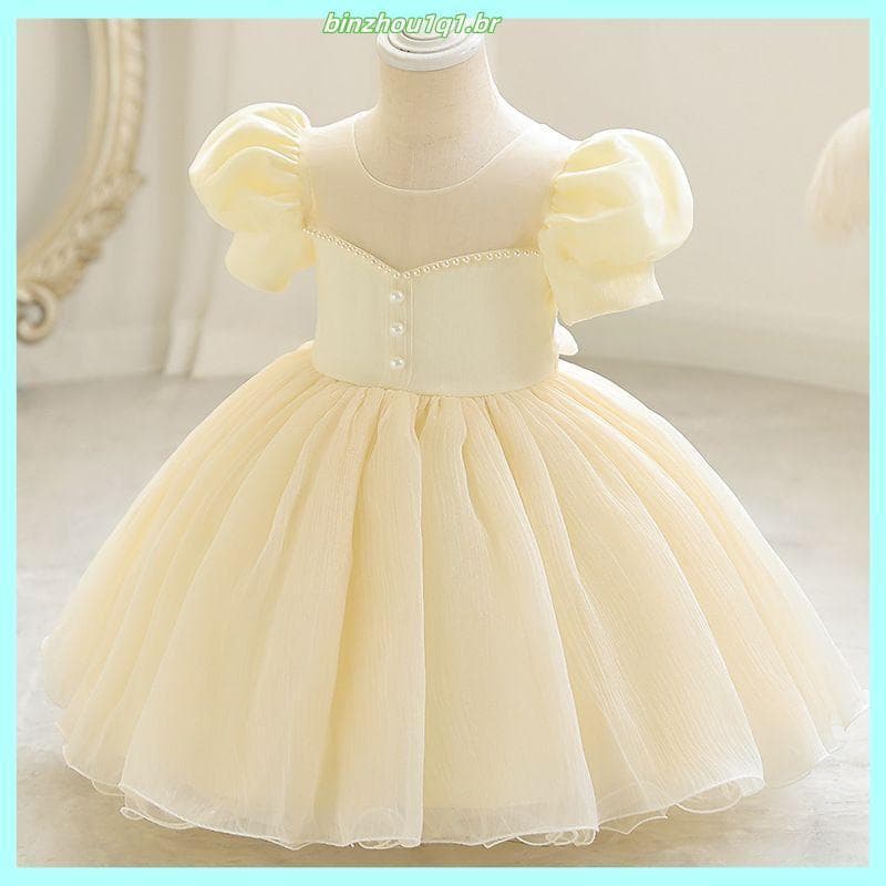 Meninas estilo princesa vestido crianças vestido de princesa manga Puff gaze Pettiskirt pequeno anfitrião desempenho Sup