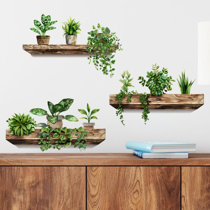 Adesivos de parede planta vasos prateleiras quarto sala estar adesivos de parede decorativos adesivos de parede autoades