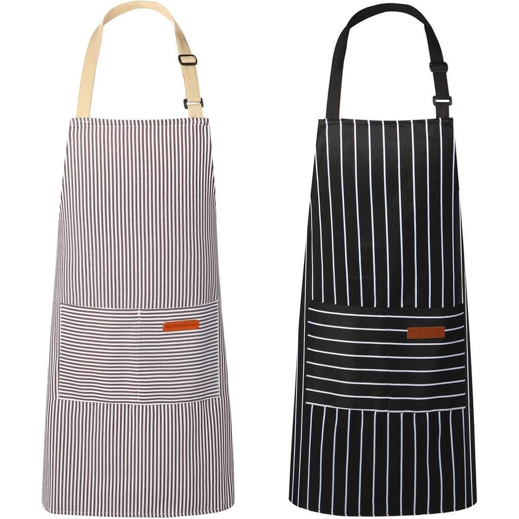 Aventais de Cozinha VALOME, Pacote com 2 Aventais para Cozinhar com 2 Bolsos, Aventais de Chef Unissex com Alça de Pesco