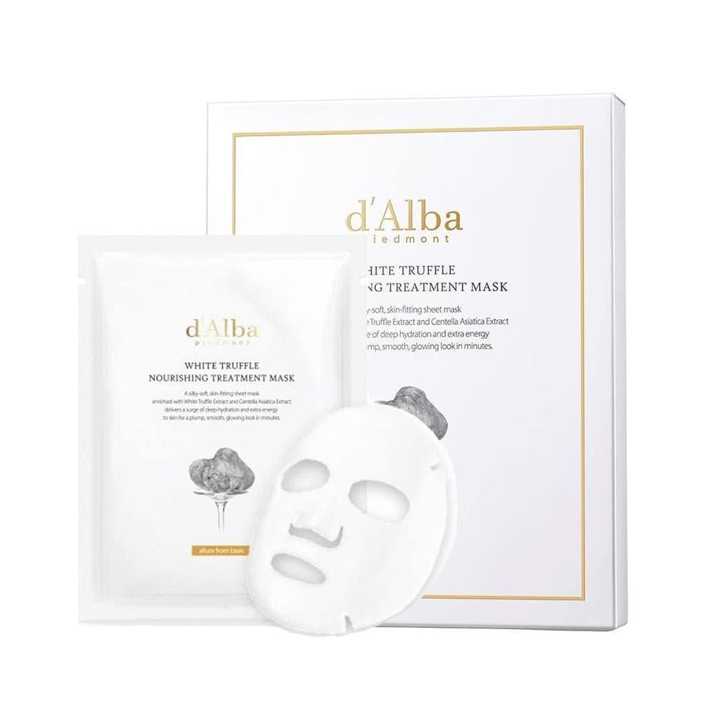 d'alba Piedmont Máscara Facial Nutritiva de Trufa Italiana, Pacote com 5 Peças, Cuidado Vegano, Máscara facial nutritiva