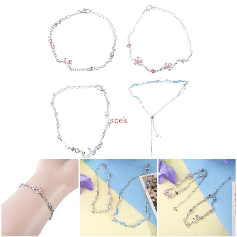 Pulseira Delicada scek Diamantes Brilhantes Acessório Corrente Mão Comprimento Ajustável