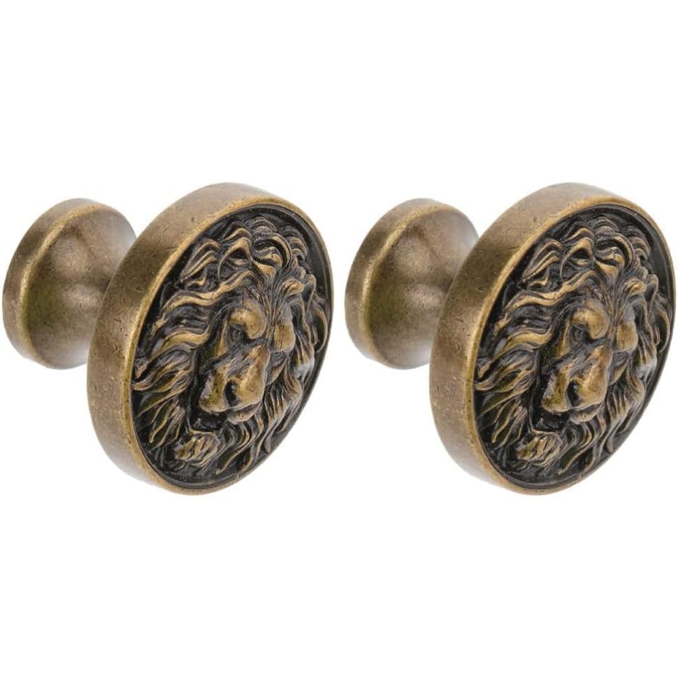 Puxadores de Armário ARTIBETTER com Cabeça de Leão, Pacote com 2, Puxadores Decorativos de Liga de Zinco para Gavetas, P