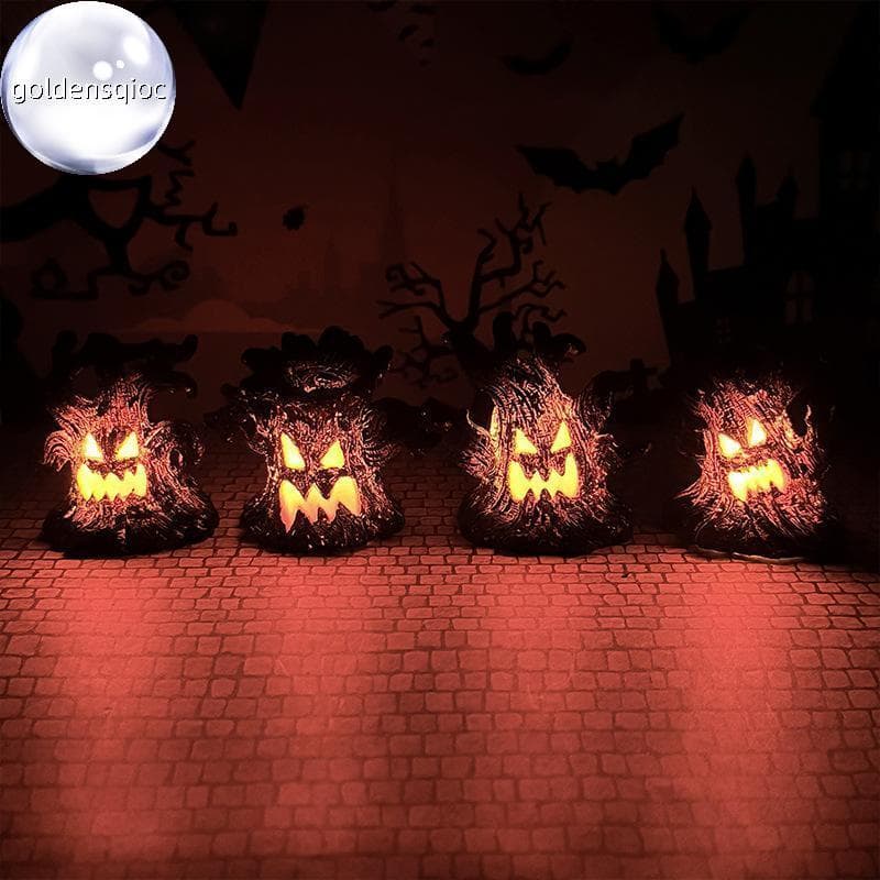 Ouro Halloween LED Iluminado Árvore Assustadora Pequena Decoração De Mesa Para Casa Interior Festa De Ornamento EN