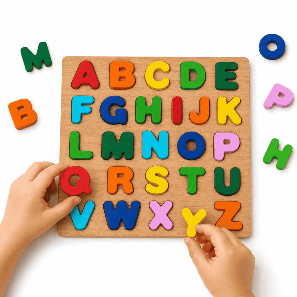 Quebra-Cabeça Educatiivo Alfabeto em Madeira Infantil Letras