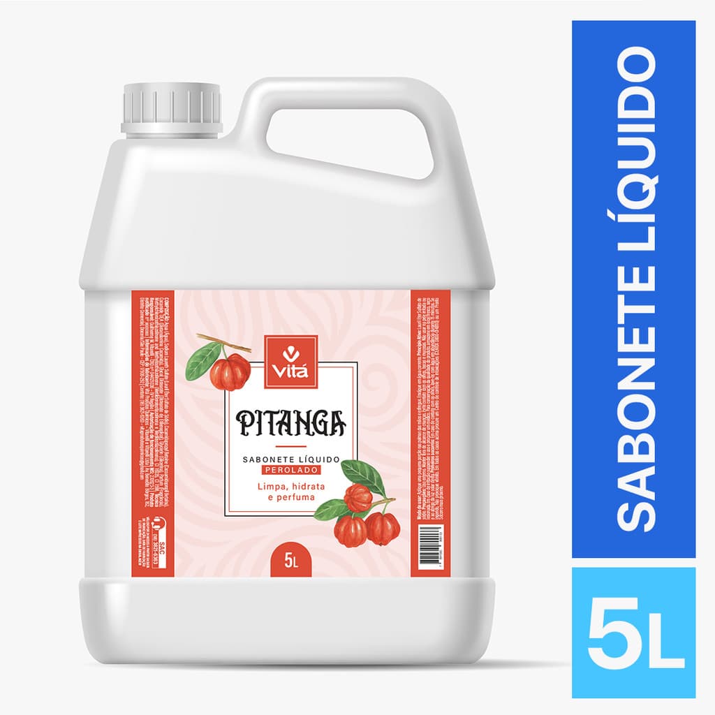 Sabonete Líquido Perolado Perolizado Pitanga 5L Galão Refil Econômico para Mãos Lavabo Banheiro