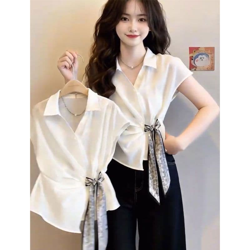 Camisa Verão 2026 Novo Estilo Cintura Estreita Temperamento Moda Top