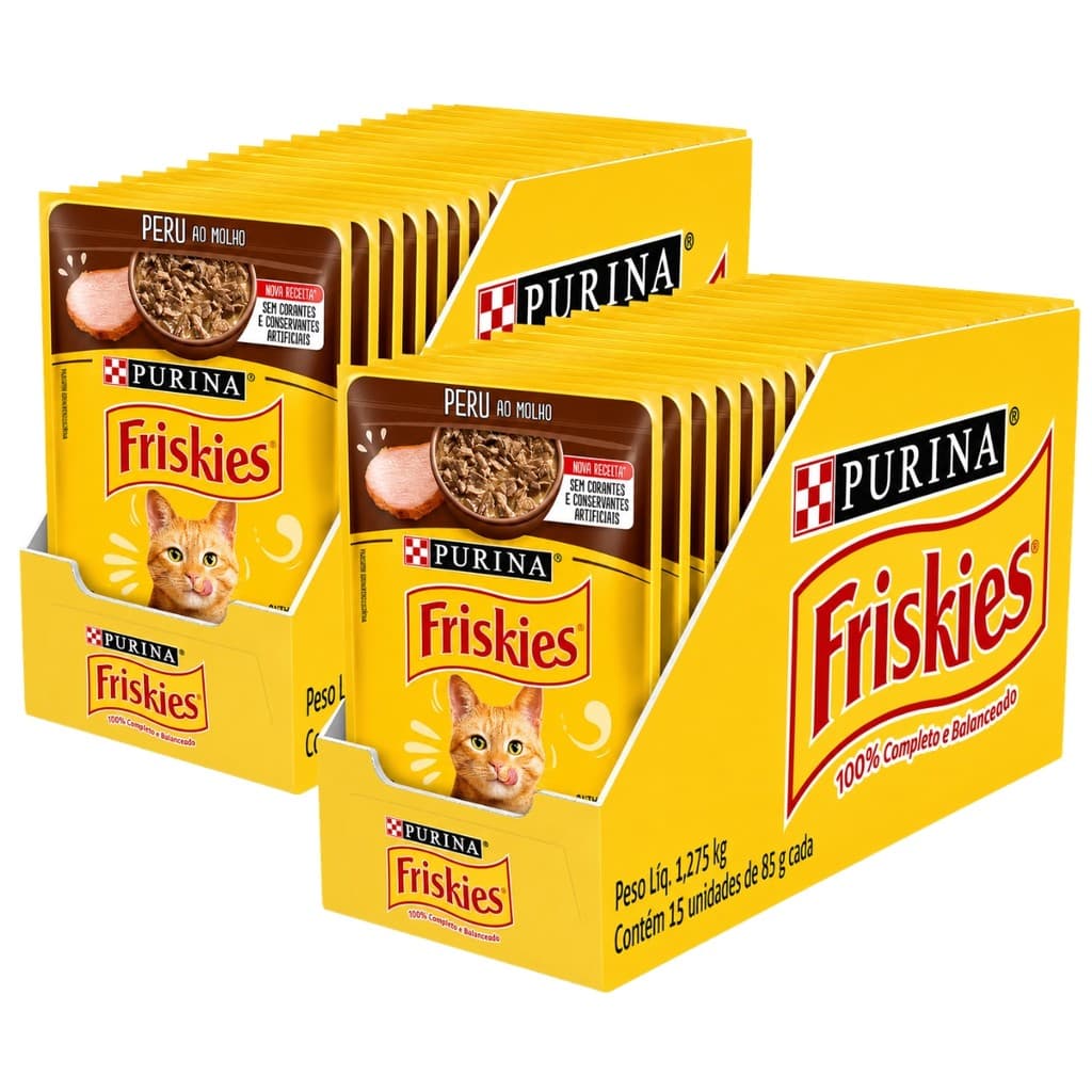 Kit 30 Unidades - Sachê Friskies Peru ao Molho 85g - Alimento Úmido para Gatos