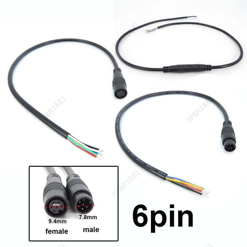 M8 Fêmea Macho 6 Pinos 28awg Núcleo DC Elétrico ebike Conector À Prova Dwaterproof Água Display Cabo De Freio BR18B1