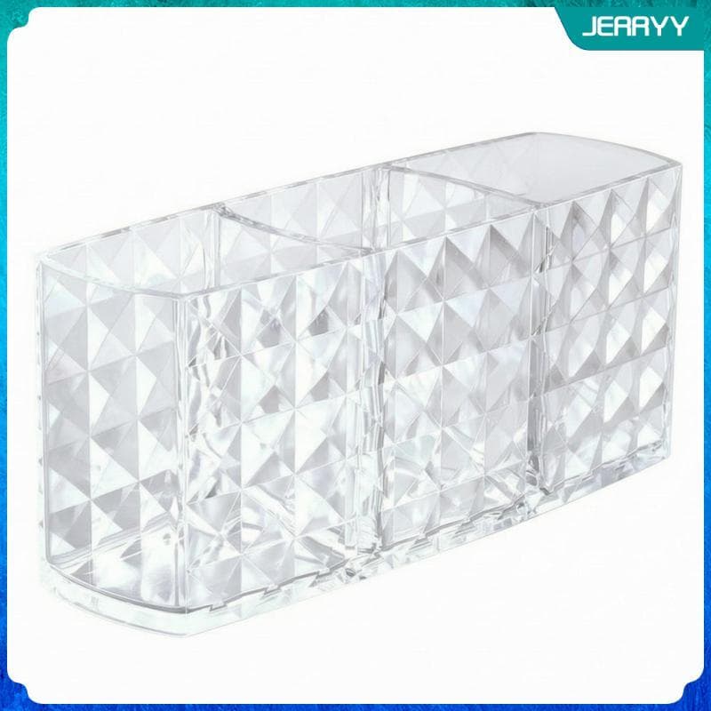 [Wishshopeljj] Suporte De Pincel De Maquiagem Acrílico Decorativo 3 Slots Item De Armazenamento Fácil De Limpar-Economia