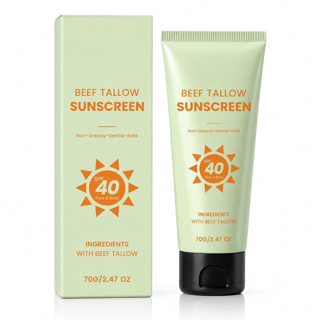 Protetor Solar de Sebo de Boi SPF 40 - Proteção Solar Natural para Rosto e Corpo - Protetor Solar de Sebo de Boi com Óxi