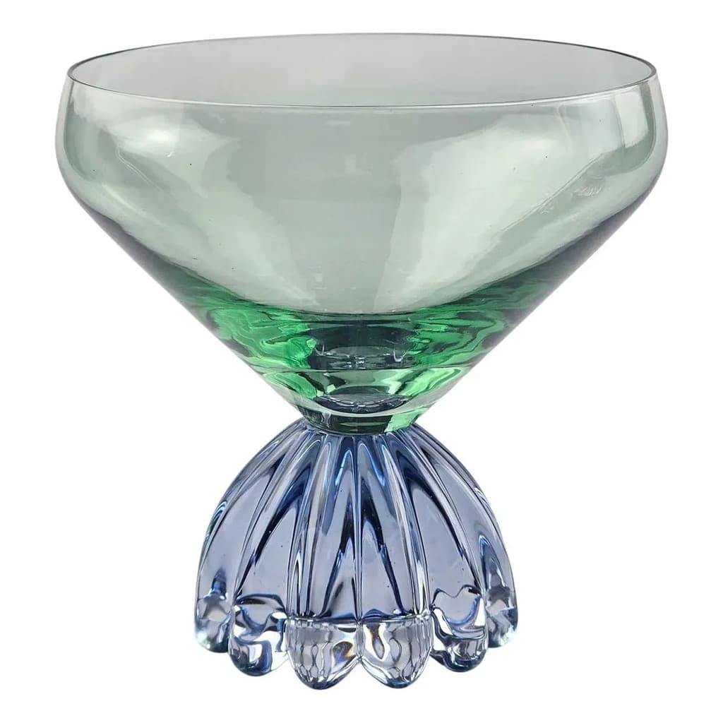 Copo Vidro Taça Marejo Verde E Azul 360ml Luxo Tuut Unidade