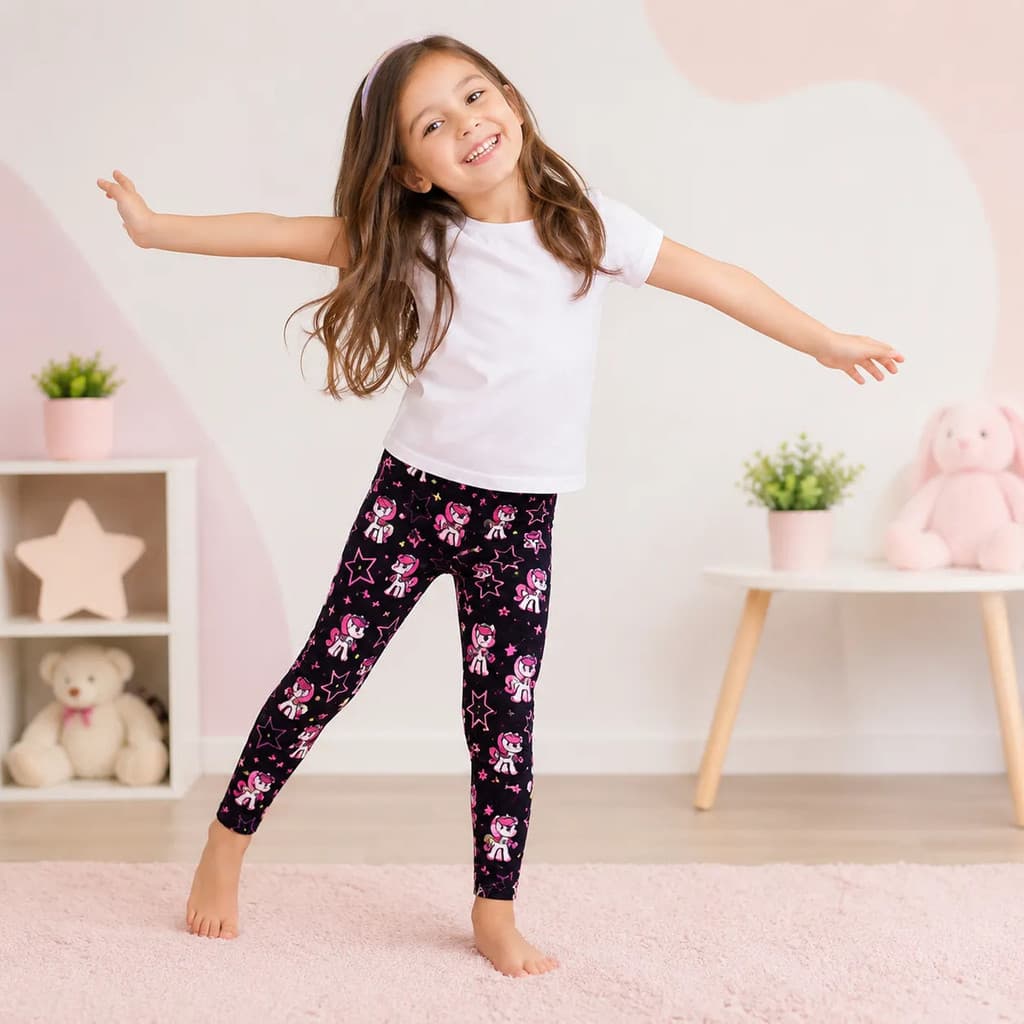 Kit 2 Calça Legging Infantil Estampada Cotton Sortida