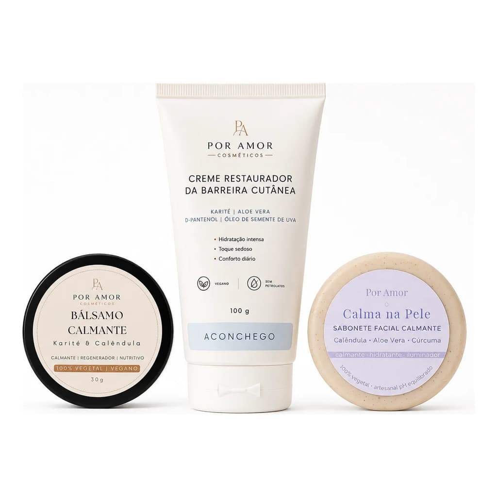 Kit Skincare Corporal Calmante Vegano Barreira Cutânea Sem Óleo Mineral Sulfato Pele Sensível Seca