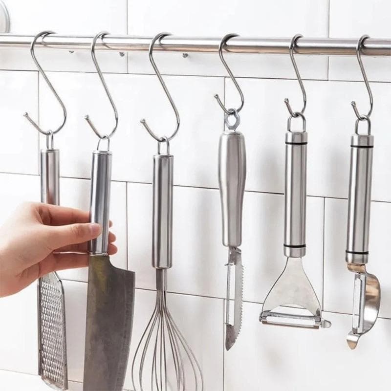 Ganchos De Suspensão De Aço Inoxidável Em Forma De S Para Casacos , Roupas , Potes De Cozinha , Economia De Espaço , Cab