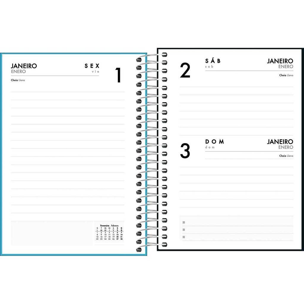 Agenda espiral diária capa plástica Cores Neon 2027 Tilibra