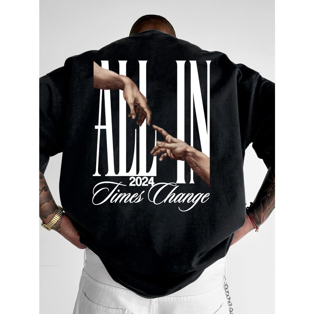 Camiseta 100% algodao Masculina Estampada de Moda Streetwear Casual de Manga Curta, Blusa Confortável de Gola Redonda