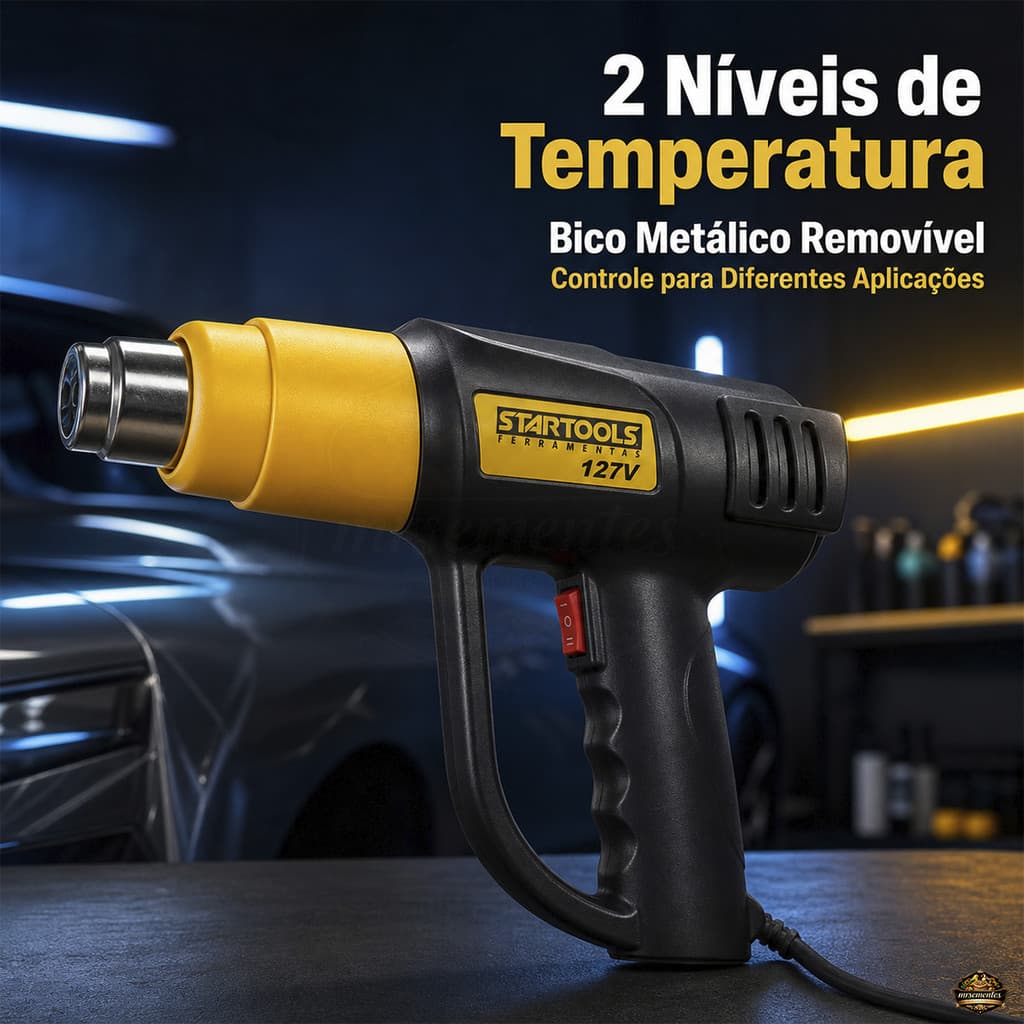 Soprador Térmico 127V 2000W  Bico Removível e Temperatura Para Envelopamento Automotivo