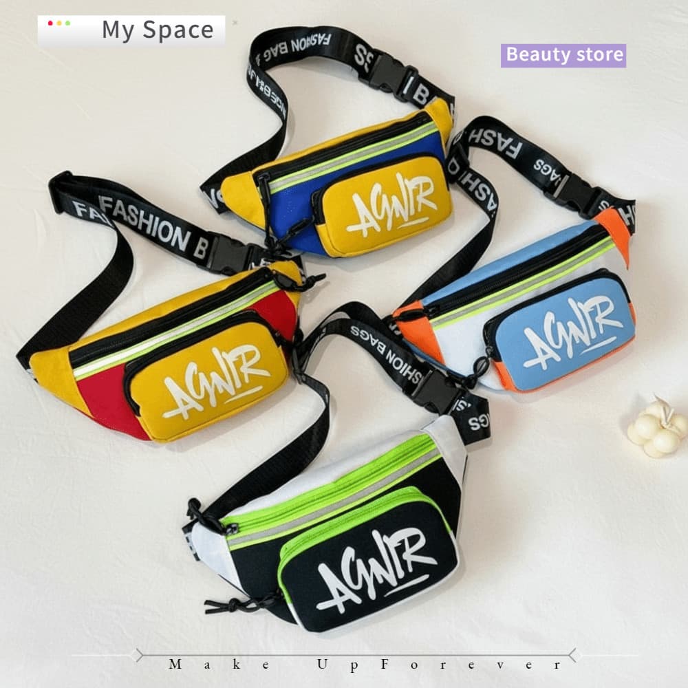 MY Kids Fanny Pack , Mini Bolsa De Cintura Em Formato De Banana Tamanho , Crossbody Infantil Tecido Com Estampa De Letra